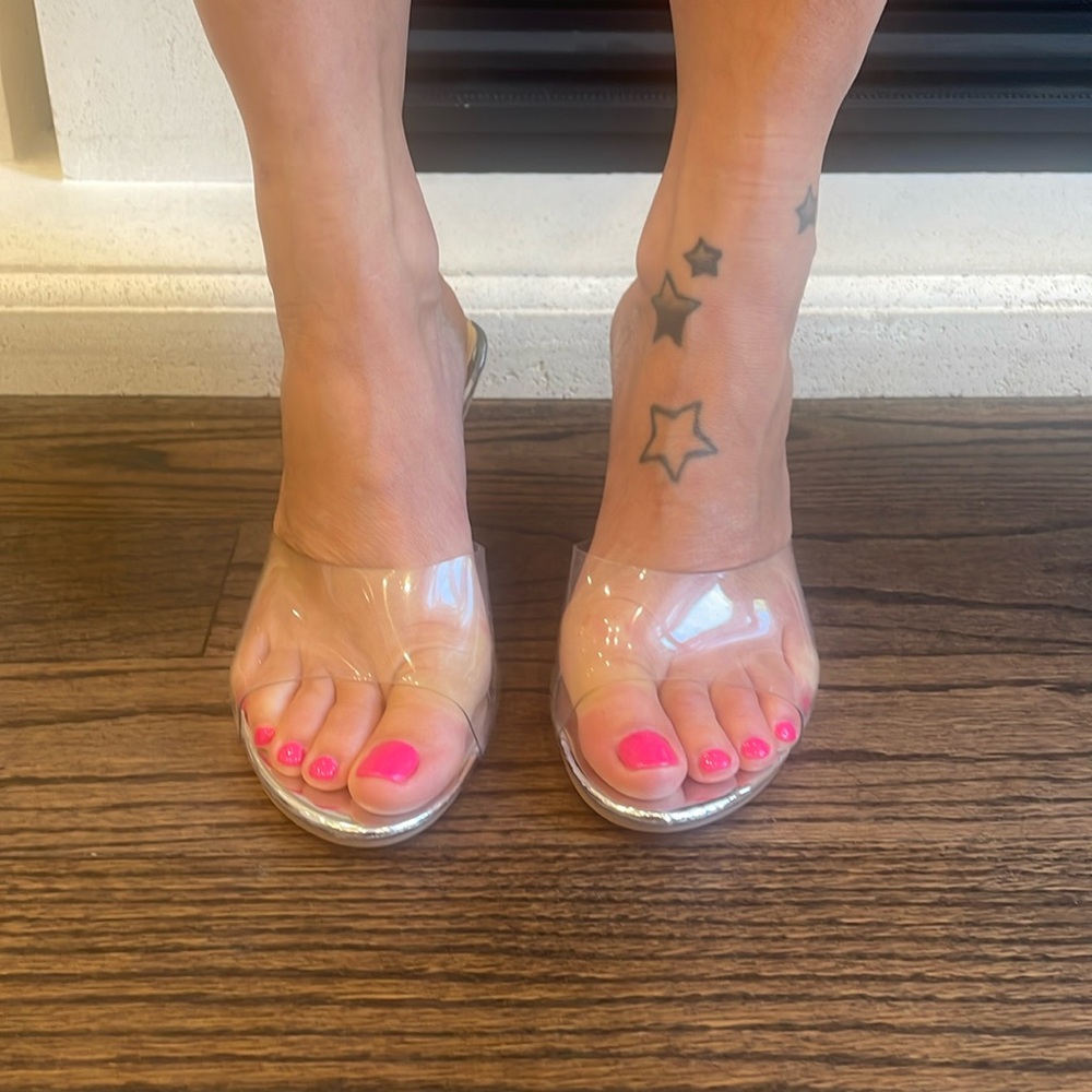 Clear strap cinderrella 2inch wedge sandal. Size 40. Never worn.